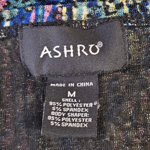 ASHRO Women's Metallic Printed Long Sleeve Midi Sheath Dress Size Medium Artsy - Picture 10 of 12